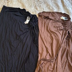 Two SHEIN Side-Tie Maxi Skirts in Black and Brown